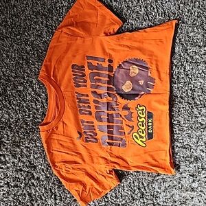 Reese's Halloween 'Don't Deny Your Darkside' Crop Top EUC